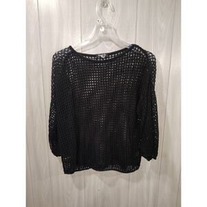 Women's Fresh FX Crochet Beach Cover Up Size M Black Gothic Witchy Festival Y2K